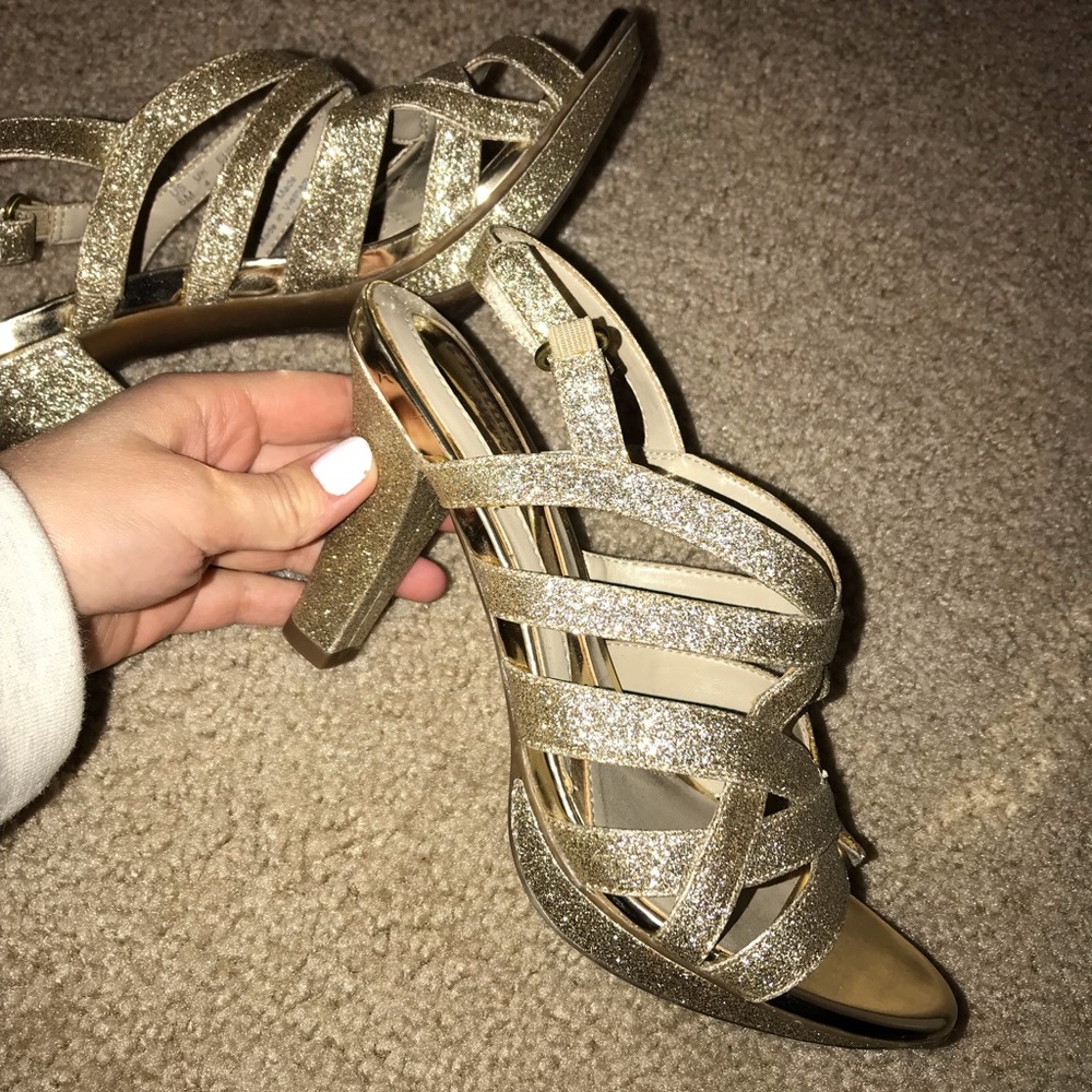 Gold sparkly high heels from dsw